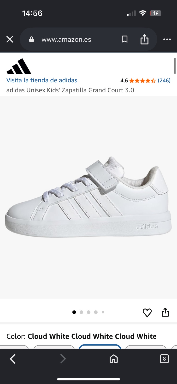 adidas Unisex Kids' Zapatilla Grand Court 3.0, Cloud White, Talla 28 EU (28 ابيض)