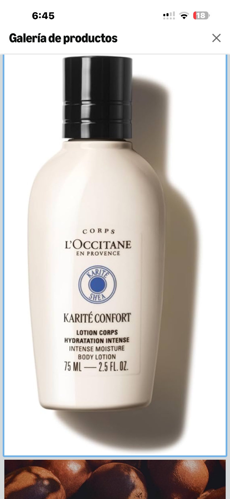 L'Occitane Karité Confort Loción Corporal Hidratación Intensa 75ml
